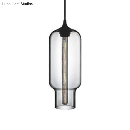 Contemporary Ceiling Pendant Light with Colorful Bottle Glass Shade - 1 Light Hanging Fixture