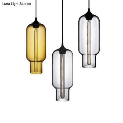 Contemporary Ceiling Pendant Light with Colorful Bottle Glass Shade - 1 Light Hanging Fixture