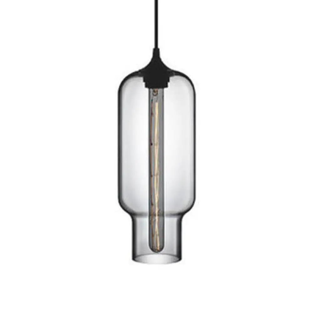 Contemporary Ceiling Pendant Light with Colorful Bottle Glass Shade - 1 Light Hanging Fixture