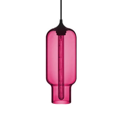 Contemporary Ceiling Pendant Light with Colorful Bottle Glass Shade - 1 Light Hanging Fixture