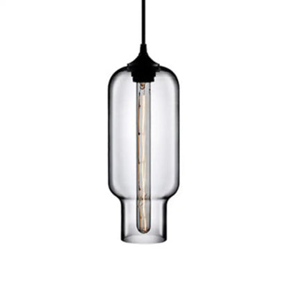 Contemporary Ceiling Pendant Light with Colorful Bottle Glass Shade - 1 Light Hanging Fixture