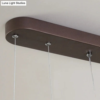 Lámpara de araña contemporánea - Lámpara colgante rectangular moderna marrón con pantalla acrílica en luz blanca/cálida/natural - 2/3/5 luces