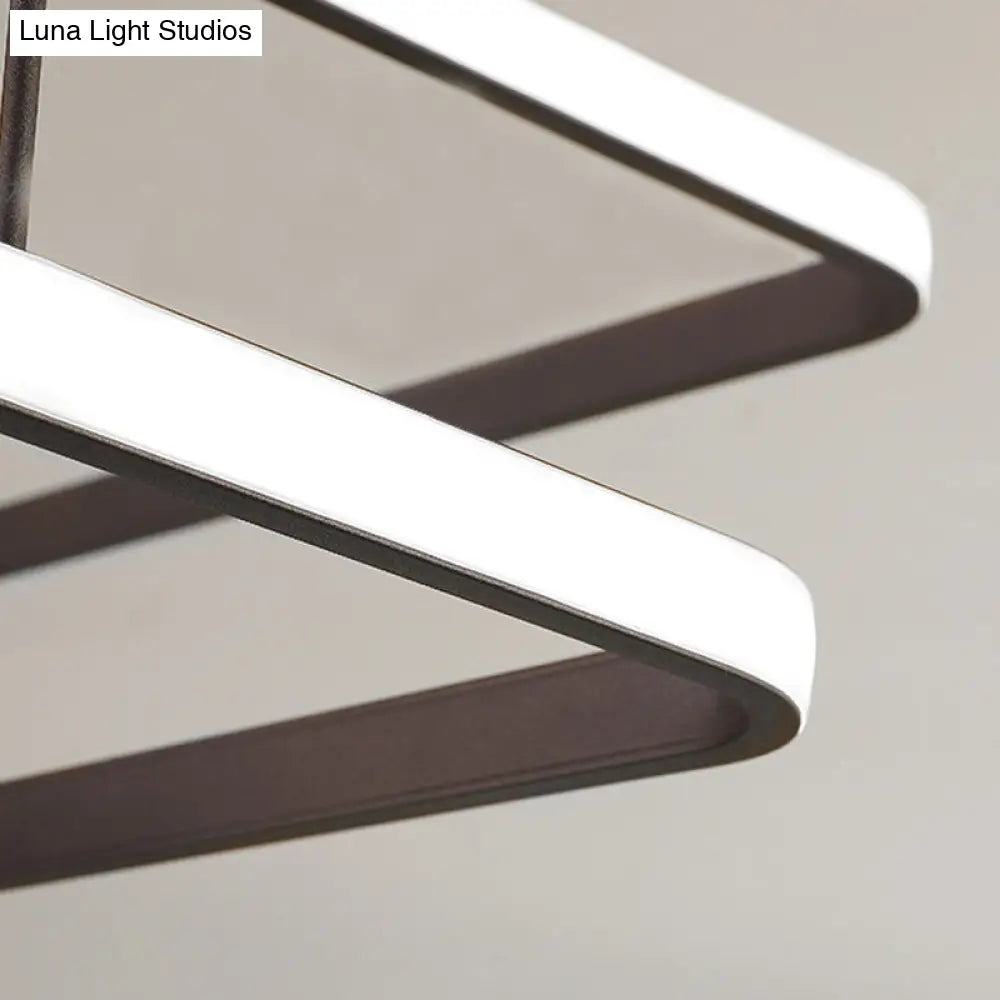 Lámpara de araña contemporánea - Lámpara colgante rectangular moderna marrón con pantalla acrílica en luz blanca/cálida/natural - 2/3/5 luces