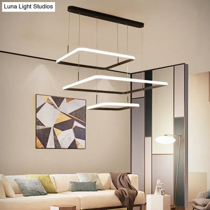 Lámpara de araña contemporánea - Lámpara colgante rectangular moderna marrón con pantalla acrílica en luz blanca/cálida/natural - 2/3/5 luces