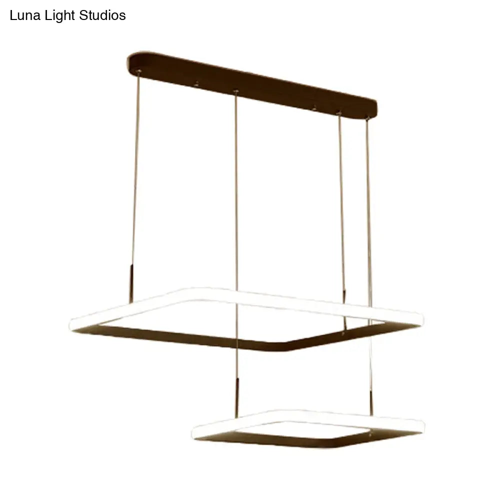 Lámpara de araña contemporánea - Lámpara colgante rectangular moderna marrón con pantalla acrílica en luz blanca/cálida/natural - 2/3/5 luces