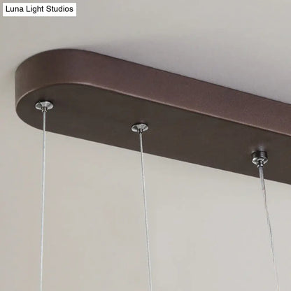 Lámpara de araña contemporánea - Lámpara colgante rectangular moderna marrón con pantalla acrílica en luz blanca/cálida/natural - 2/3/5 luces