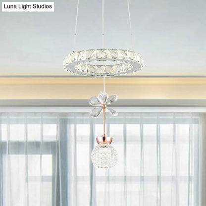 Lámpara colgante de araña contemporánea con pantalla de cristal - Diseño moderno de círculo/engranaje cromado (1/3/5 cabezales)