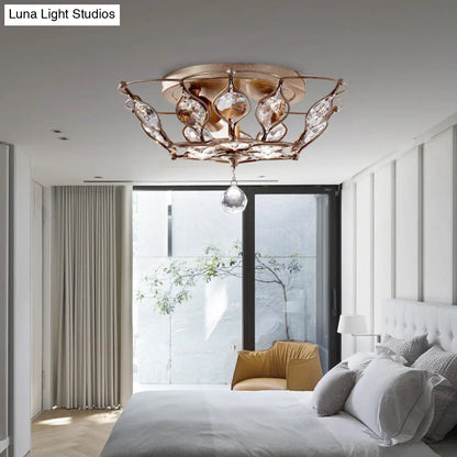 DecorBites™ DecorBites™ Contemporary Chrome Dome Flush Mount with 2 Crystal Lights - Elegant Flushmount Lighting