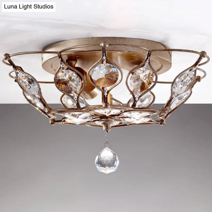 DecorBites™ DecorBites™ Contemporary Chrome Dome Flush Mount with 2 Crystal Lights - Elegant Flushmount Lighting