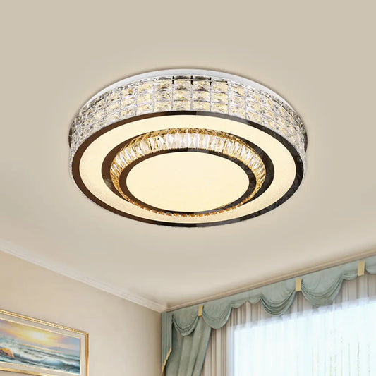 DecorBites™ DecorBites™ Contemporary Chrome Flush Mount LED Ceiling Fixture with Faceted Crystals
