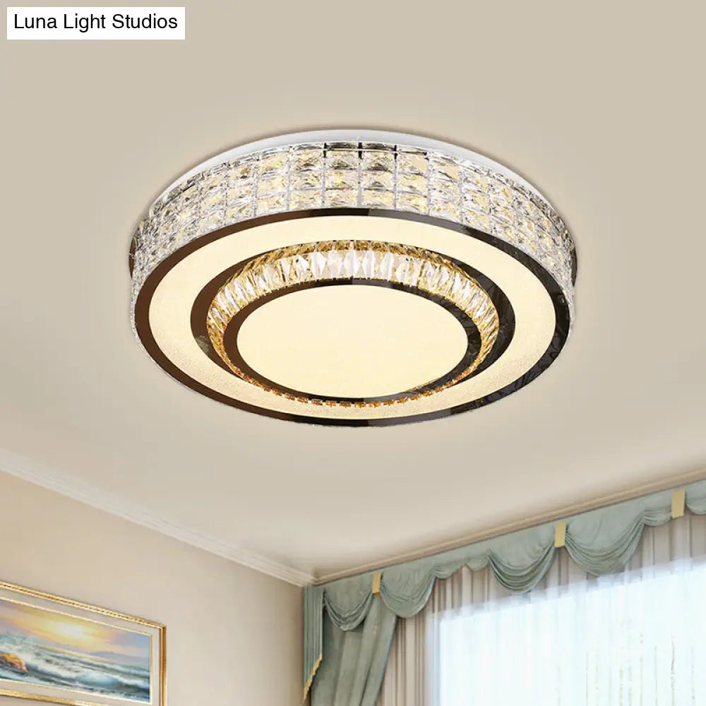 DecorBites™ DecorBites™ Contemporary Chrome Flush Mount LED Ceiling Fixture with Faceted Crystals