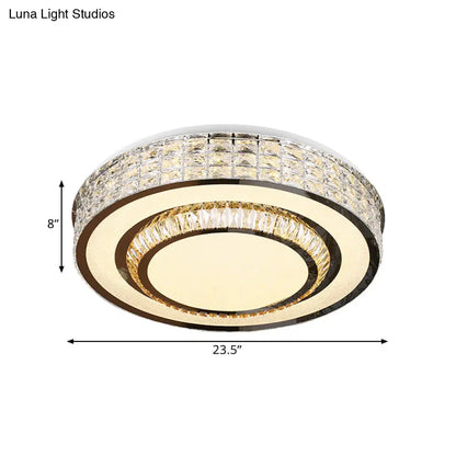 DecorBites™ DecorBites™ Contemporary Chrome Flush Mount LED Ceiling Fixture with Faceted Crystals
