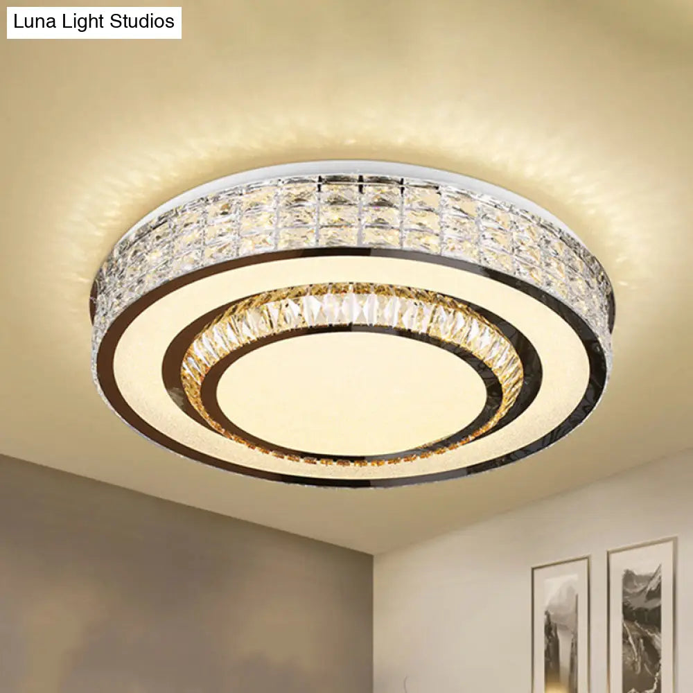 DecorBites™ DecorBites™ Contemporary Chrome Flush Mount LED Ceiling Fixture with Faceted Crystals