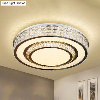 DecorBites™ DecorBites™ Contemporary Chrome Flush Mount LED Ceiling Fixture with Faceted Crystals