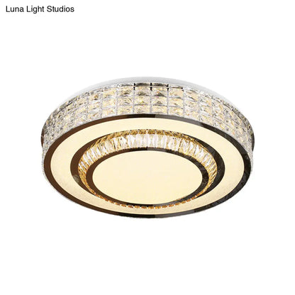 DecorBites™ DecorBites™ Contemporary Chrome Flush Mount LED Ceiling Fixture with Faceted Crystals