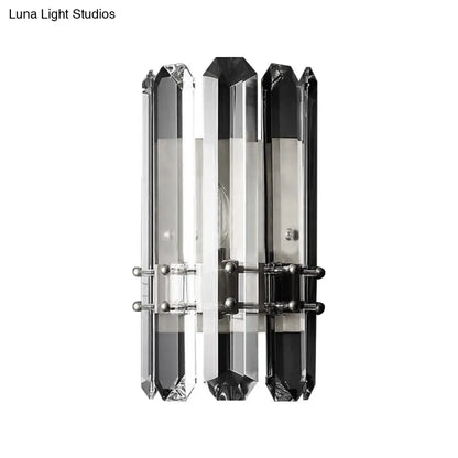 Aplique de pared contemporáneo DecorBites™ cromado/dorado con prisma de cristal transparente - Elegante lámpara de pared para mesilla de noche