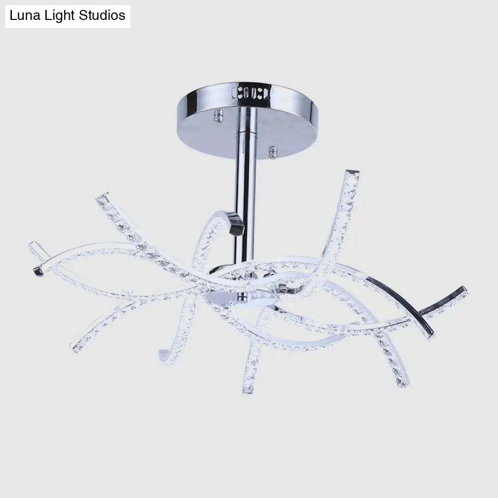 Lámpara colgante de araña contemporánea de cristal LED cromado para dormitorios