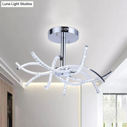 Lámpara colgante de araña contemporánea de cristal LED cromado para dormitorios