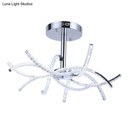 Lámpara colgante de araña contemporánea de cristal LED cromado para dormitorios