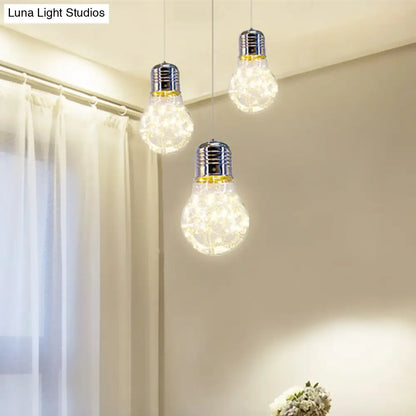 Contemporary Chrome LED Pendant Light with Clear Glass Shade - White/Warm Light"

This revised title effectively highlights the key features and specifications of the product, while also being concise and suitable for SEO purposes.