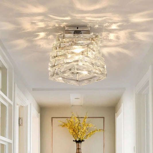 Lámpara de techo semiempotrada DecorBites™ contemporánea cromada con forma escalonada y cristal - 1 unidad