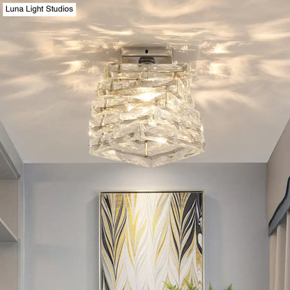 Lámpara de techo semiempotrada DecorBites™ contemporánea cromada con forma escalonada y cristal - 1 unidad