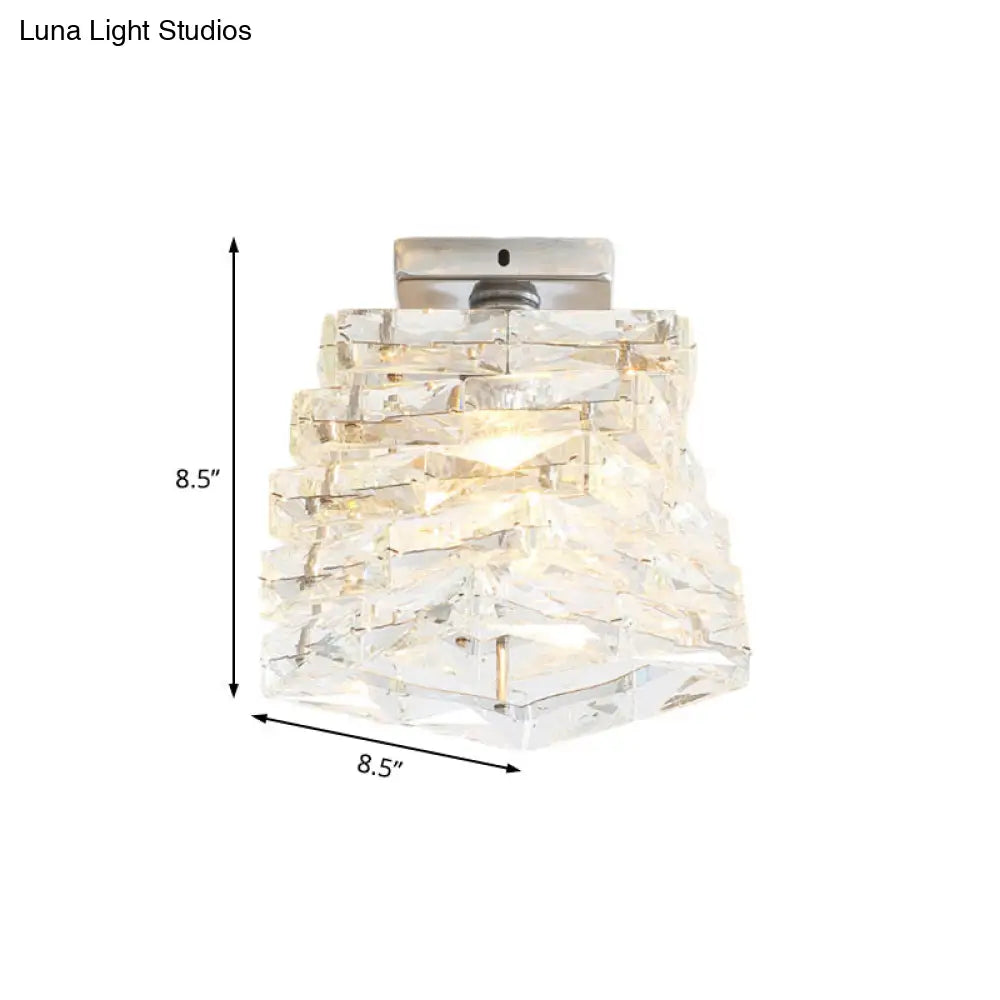 Lámpara de techo semiempotrada DecorBites™ contemporánea cromada con forma escalonada y cristal - 1 unidad