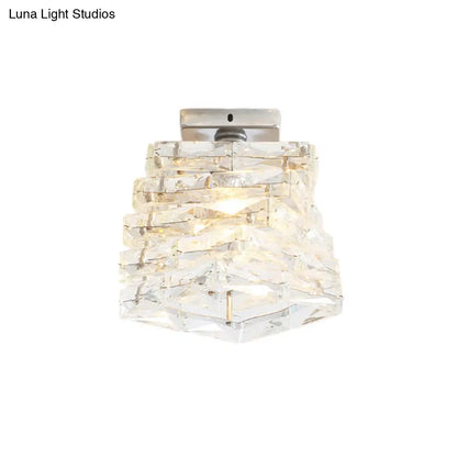 Lámpara de techo semiempotrada DecorBites™ contemporánea cromada con forma escalonada y cristal - 1 unidad