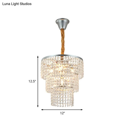 Lámpara de araña contemporánea cromada de varios niveles con cristal transparente - 4/5/6 luces - 30,5/40,6/54,6 cm de ancho