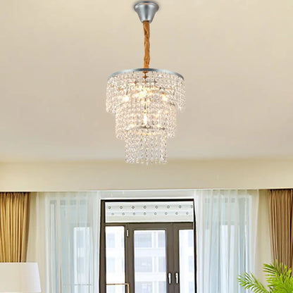 Lámpara de araña contemporánea cromada de varios niveles con cristal transparente - 4/5/6 luces - 30,5/40,6/54,6 cm de ancho