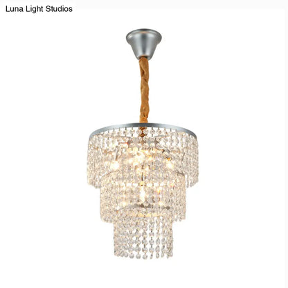 Lámpara de araña contemporánea cromada de varios niveles con cristal transparente - 4/5/6 luces - 30,5/40,6/54,6 cm de ancho