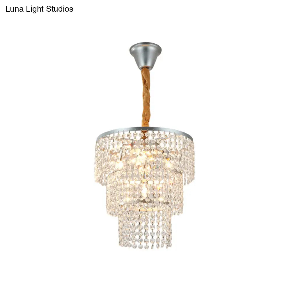 Lámpara de araña contemporánea cromada de varios niveles con cristal transparente - 4/5/6 luces - 30,5/40,6/54,6 cm de ancho