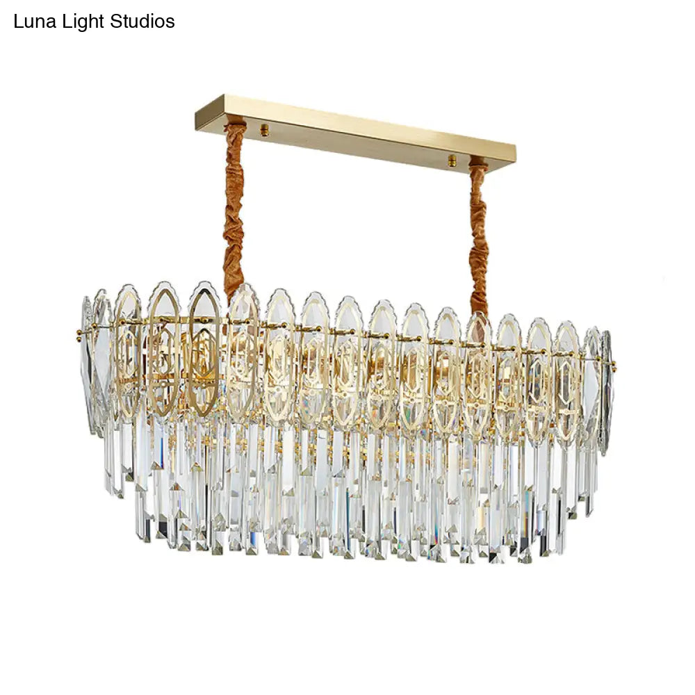 Lámpara colgante de cocina tipo isla DecorBites™ de cristal transparente contemporáneo con 10 luces - Diseño en capas doradas