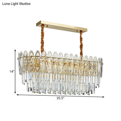 Lámpara colgante de cocina tipo isla DecorBites™ de cristal transparente contemporáneo con 10 luces - Diseño en capas doradas