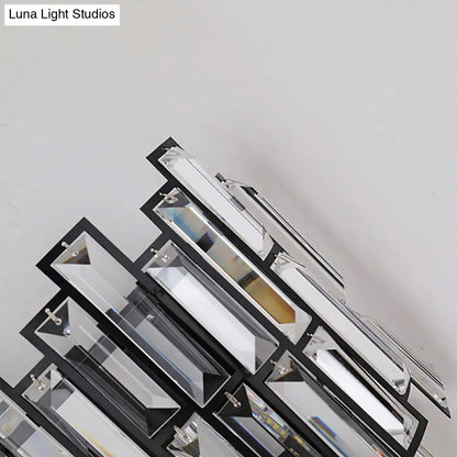 DecorBites™ DecorBites™ Contemporary Clear Crystal Block LED Wall Lamp in Sleek Black Finish - Ideal for Corridor Lighting