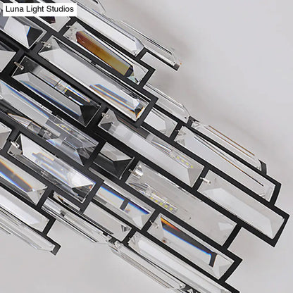 DecorBites™ DecorBites™ Contemporary Clear Crystal Block LED Wall Lamp in Sleek Black Finish - Ideal for Corridor Lighting