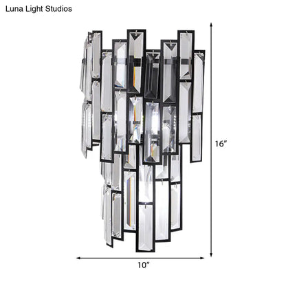 DecorBites™ DecorBites™ Contemporary Clear Crystal Block LED Wall Lamp in Sleek Black Finish - Ideal for Corridor Lighting