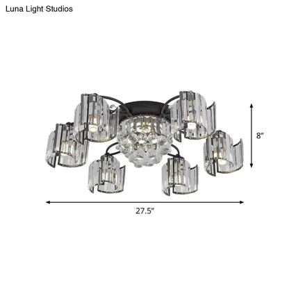 DecorBites™ DecorBites™ Contemporary Clear Crystal Block Semi-Mount 4/6-Light Fixture - Black Finish