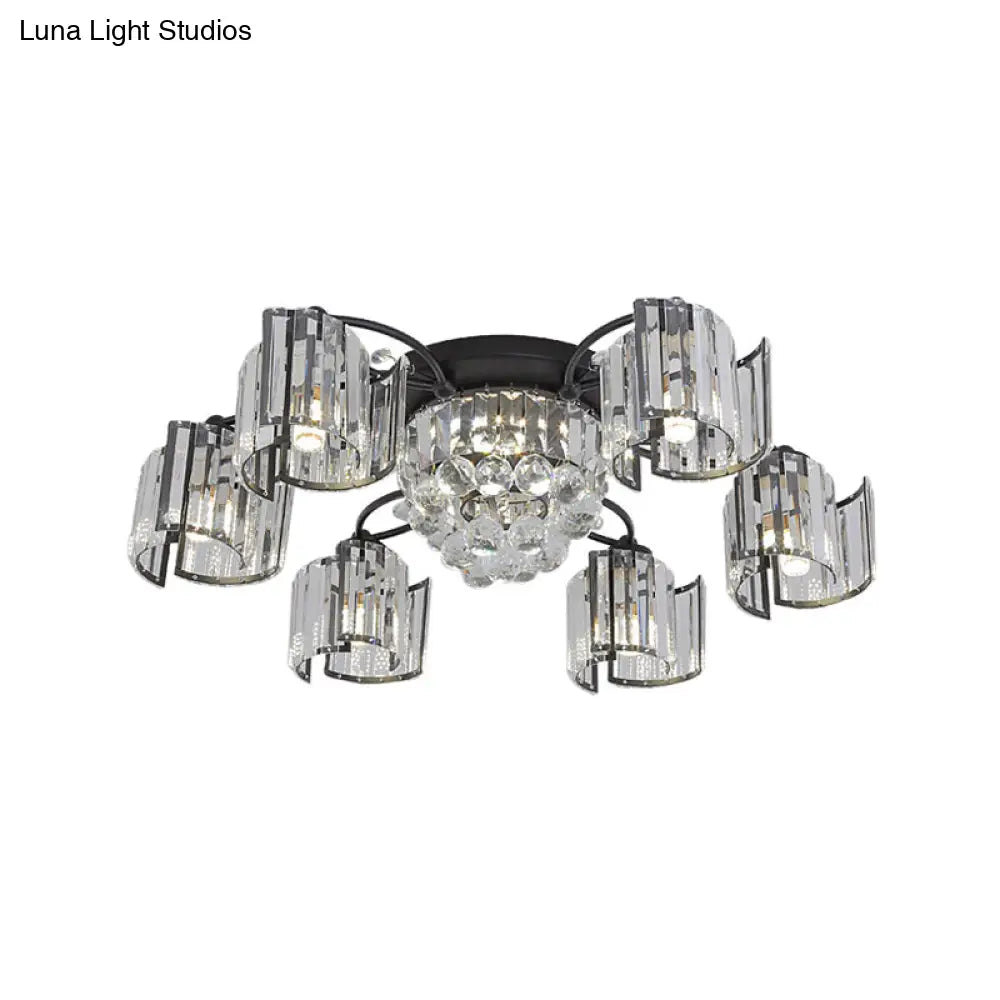 DecorBites™ DecorBites™ Contemporary Clear Crystal Block Semi-Mount 4/6-Light Fixture - Black Finish