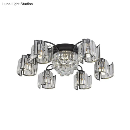 DecorBites™ DecorBites™ Contemporary Clear Crystal Block Semi-Mount 4/6-Light Fixture - Black Finish