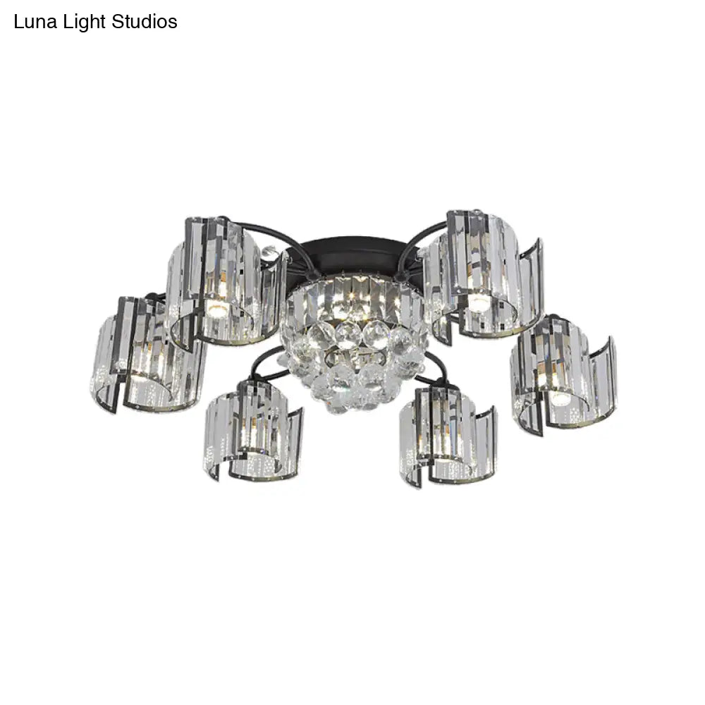 DecorBites™ DecorBites™ Contemporary Clear Crystal Block Semi-Mount 4/6-Light Fixture - Black Finish