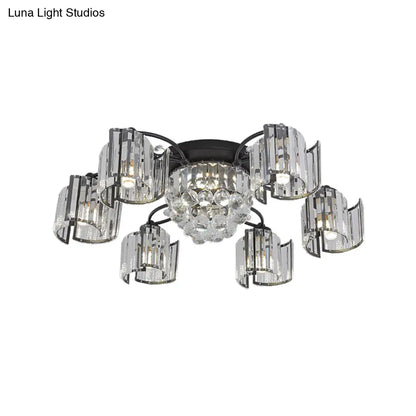 DecorBites™ DecorBites™ Contemporary Clear Crystal Block Semi-Mount 4/6-Light Fixture - Black Finish