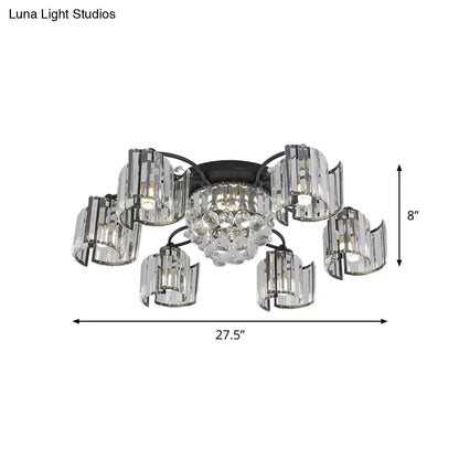DecorBites™ DecorBites™ Contemporary Clear Crystal Block Semi-Mount 4/6-Light Fixture - Black Finish