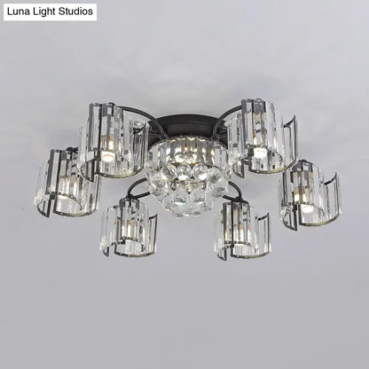 DecorBites™ DecorBites™ Contemporary Clear Crystal Block Semi-Mount 4/6-Light Fixture - Black Finish