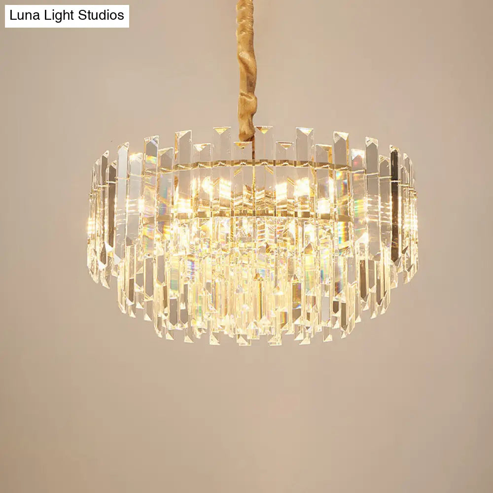 Contemporary Clear Crystal Prismatic Pendant Light Fixture - 8/10 Bulbs, 18"/23.5" Wide