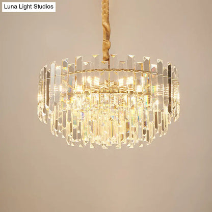 Contemporary Clear Crystal Prismatic Pendant Light Fixture - 8/10 Bulbs, 18"/23.5" Wide