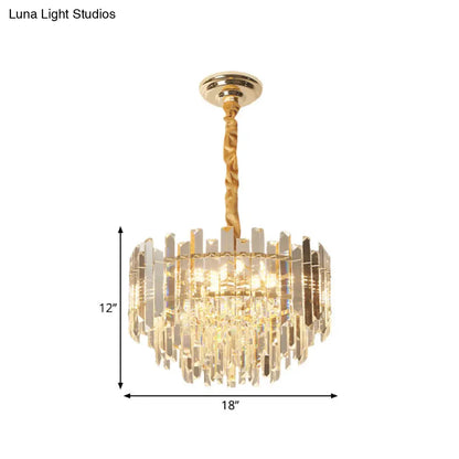 Contemporary Clear Crystal Prismatic Pendant Light Fixture - 8/10 Bulbs, 18"/23.5" Wide