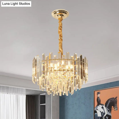 Contemporary Clear Crystal Prismatic Pendant Light Fixture - 8/10 Bulbs, 18"/23.5" Wide