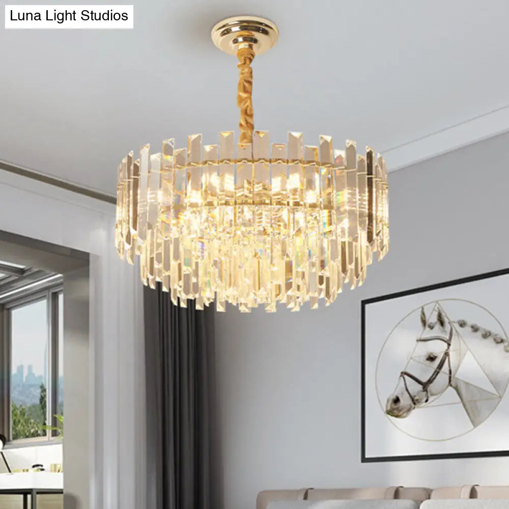 Contemporary Clear Crystal Prismatic Pendant Light Fixture - 8/10 Bulbs, 18"/23.5" Wide