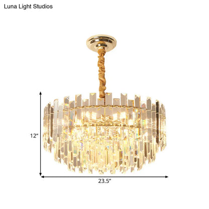 Contemporary Clear Crystal Prismatic Pendant Light Fixture - 8/10 Bulbs, 18"/23.5" Wide